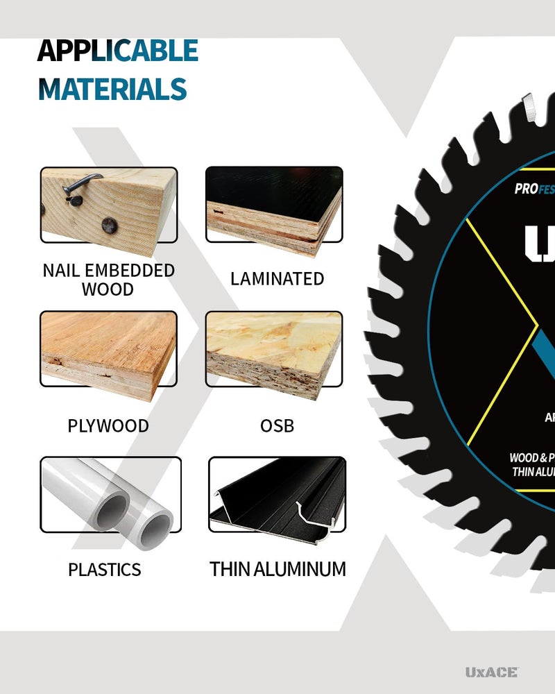 UXACE 3-Inch 36-Tooth Circular Saw Blade with 3/8-Inch Arbor, Ultra Finish General Purpose Cutting, Carbide Tip, Thin Kerf, for Plywood, MDF, OSB, Laminated, Plastic, Thin Aluminum, 3 Pack - Image 5